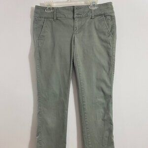 American Eagle Olive Crop Pant, Straight Leg, 00S